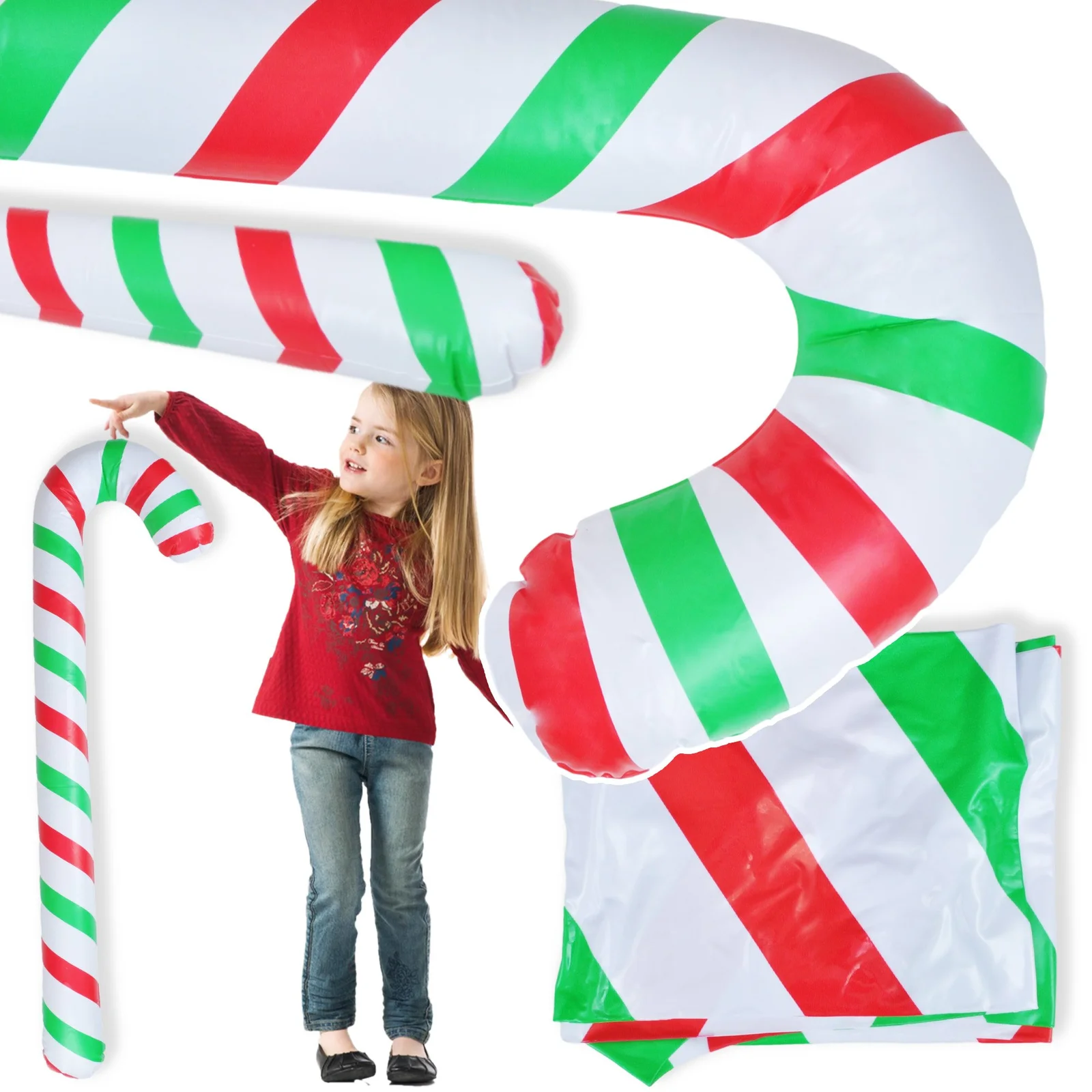 BALON CUKIEREK ŚWIĄTECZNY 90CM - zielono czerwone paski