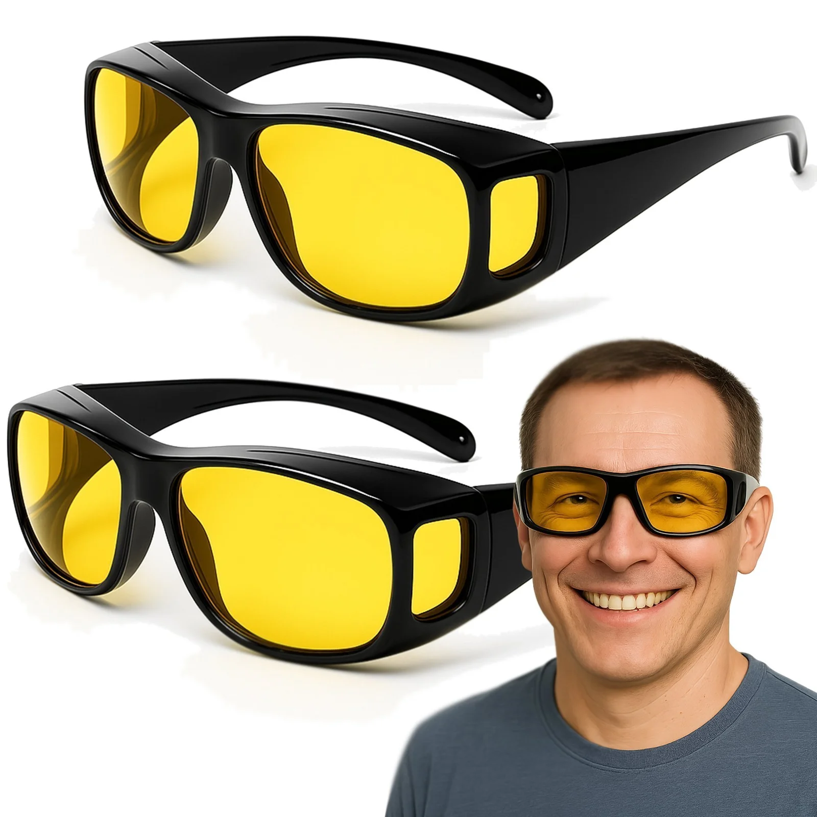 2x OKULARY DO JAZDY NOCĄ DLA KIEROWCÓW AUTA HD VISION PRZECIWSŁONECZNE