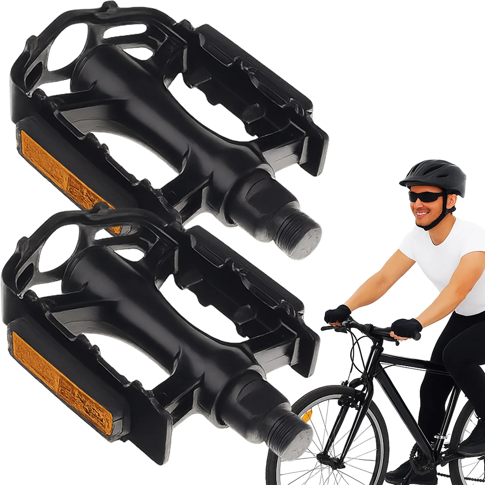 2x PEDAŁ PEDAŁY ROWEROWE Z ODBLASKIEM DO ROWERU PLATFORMOWE CZARNE 2SZT