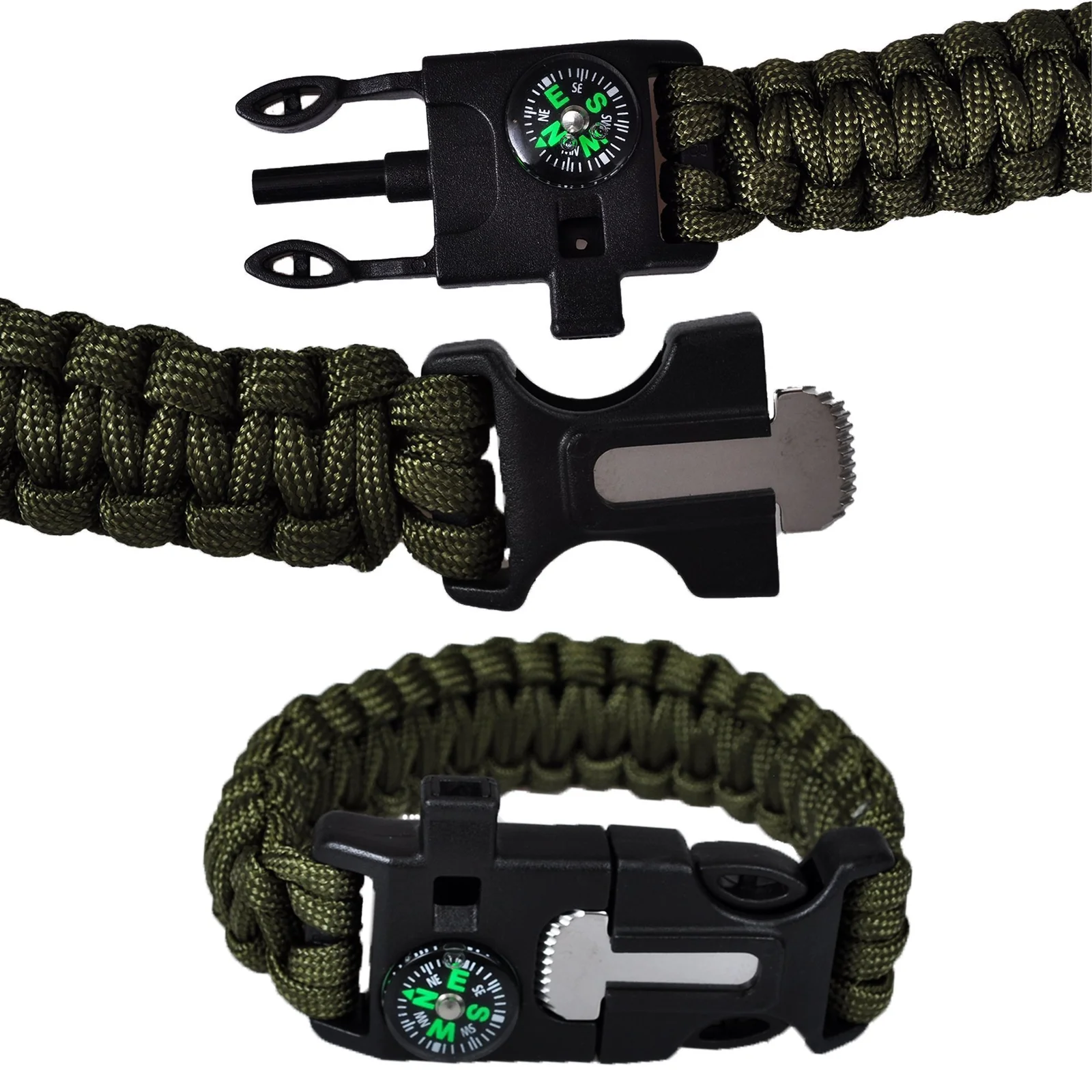 BRANSOLETKA OPASKA PARACORD 5w1 KRZESIWO KOMPAS GWIZDEK MULTITOOL SURVIVAL
