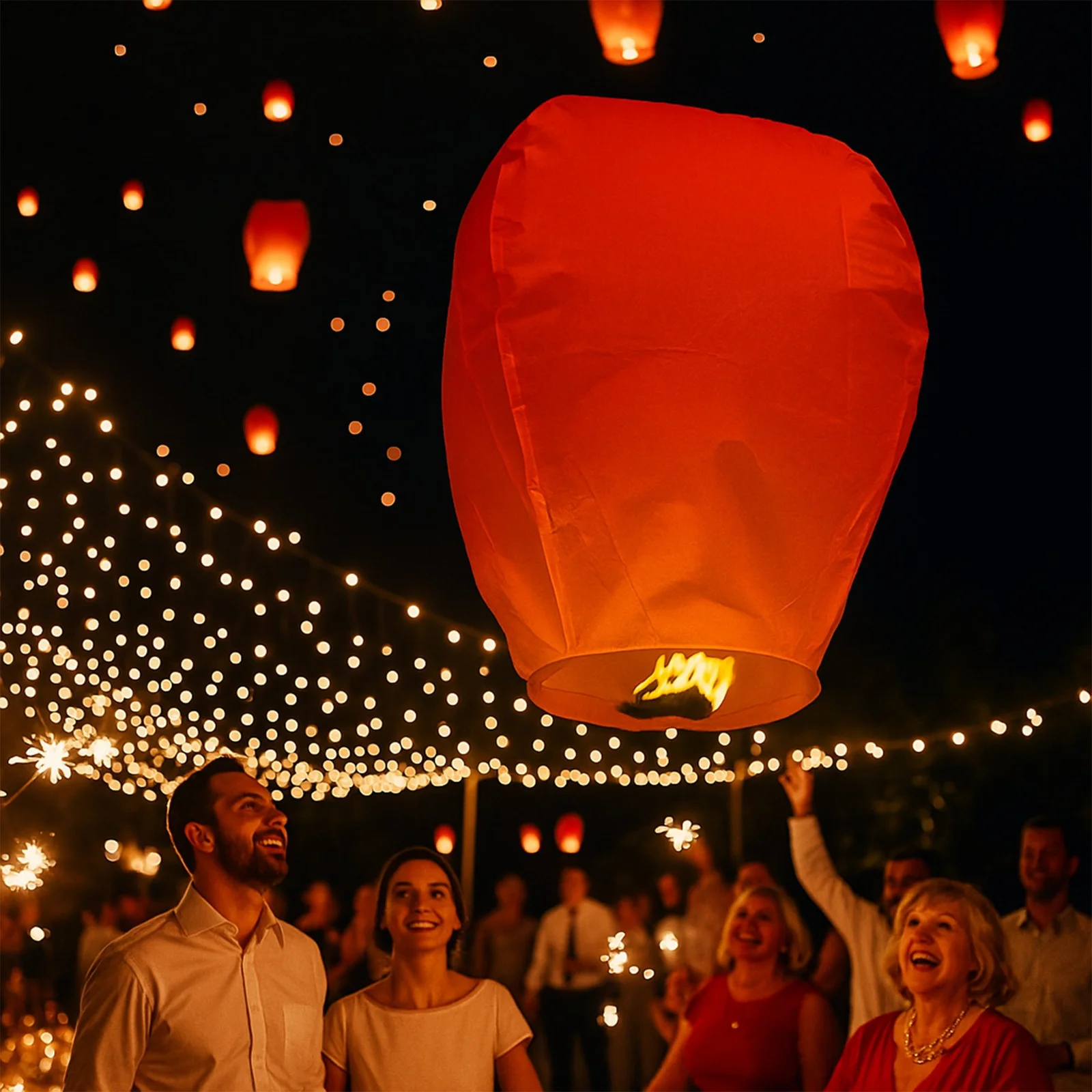 LAMPION SZCZĘŚCIA LATAJĄCY - czerwony