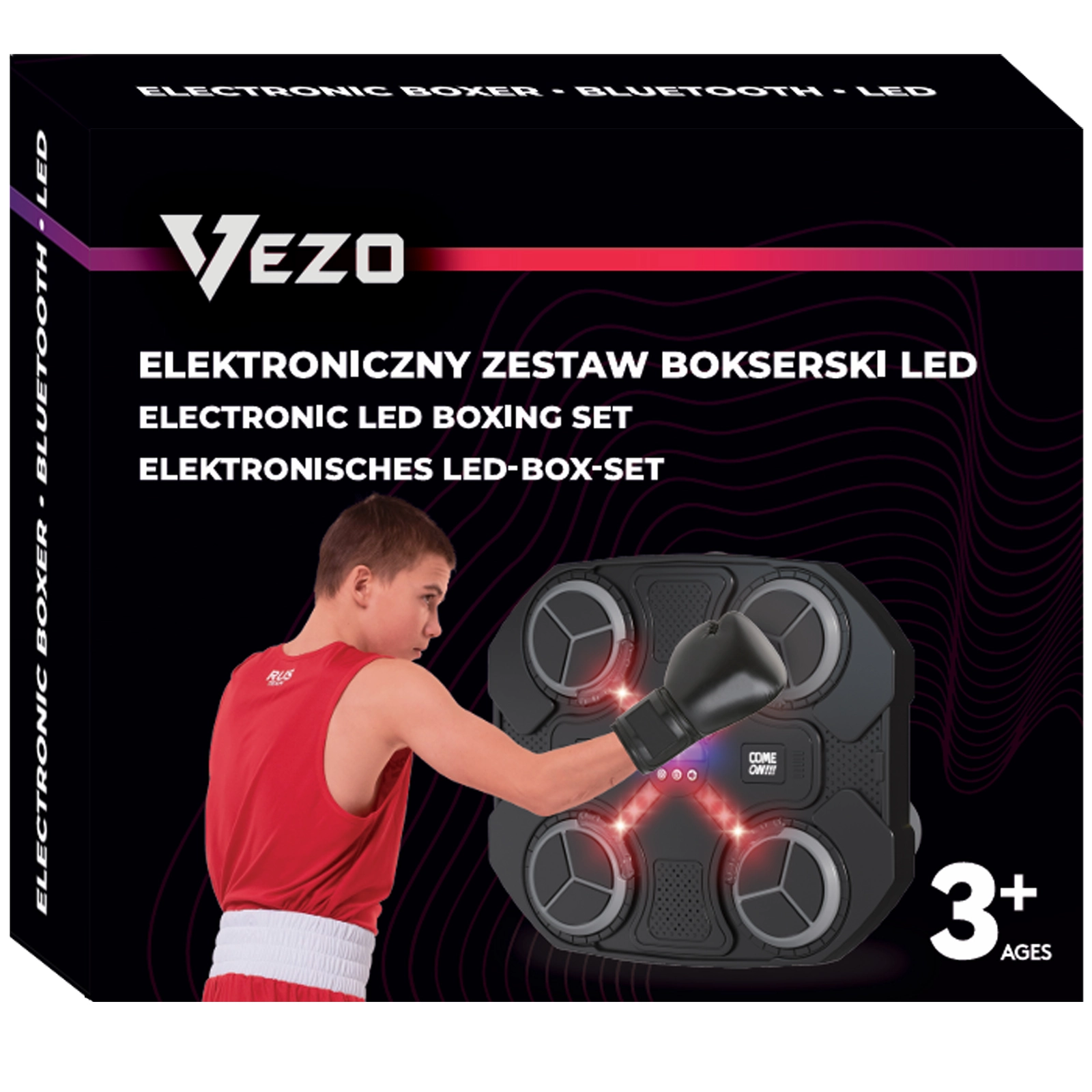 VEZO ZESTAW BOKSERSKI ELEKTRONICZNY BOKSER BLUETOOTH PODŚWIETLENIE LED BOKS