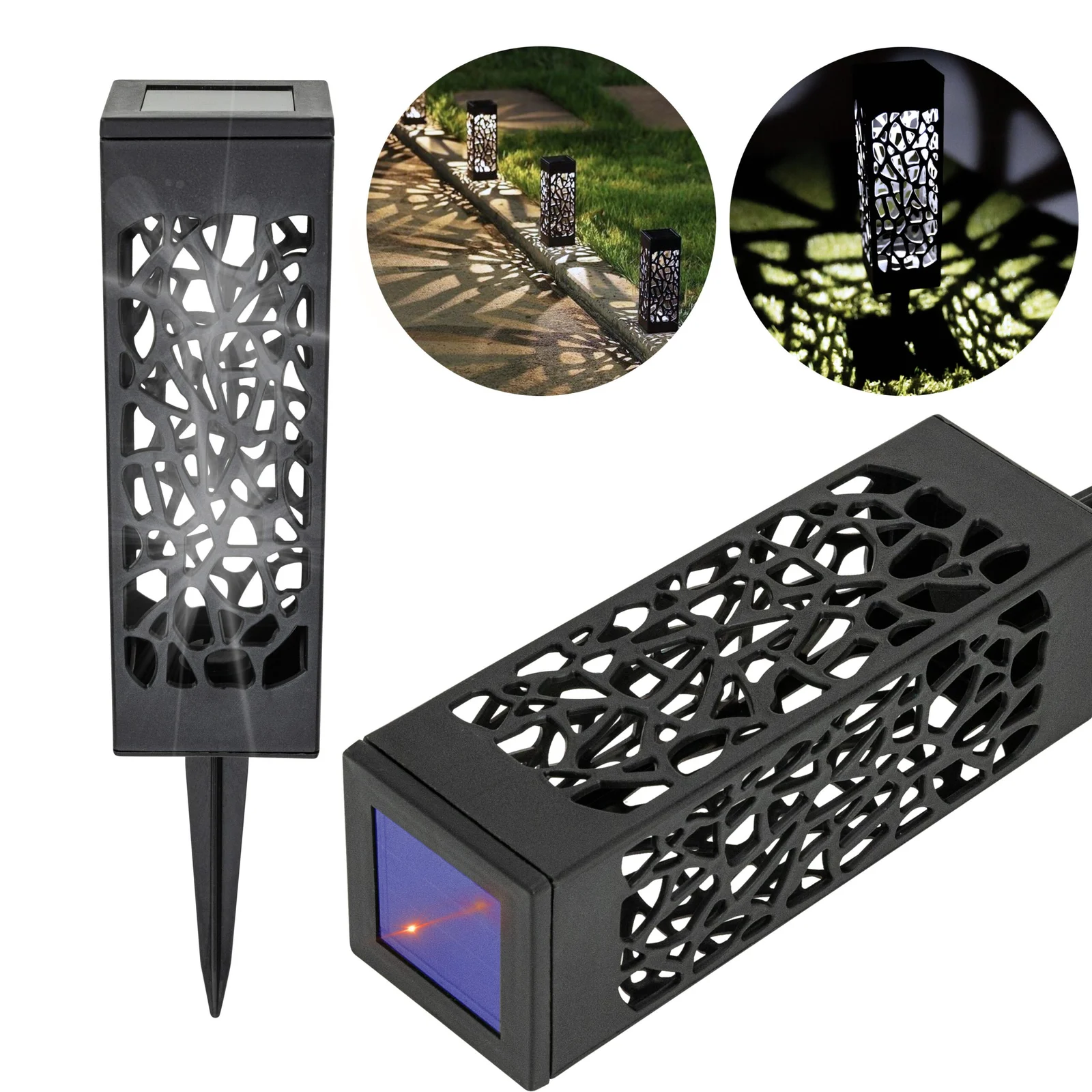 LAMPA LAMPKA SOLARNA OGRODOWA AŻUROWA LED LAMPION OZDOBNA WBIJANA SŁUPEK
