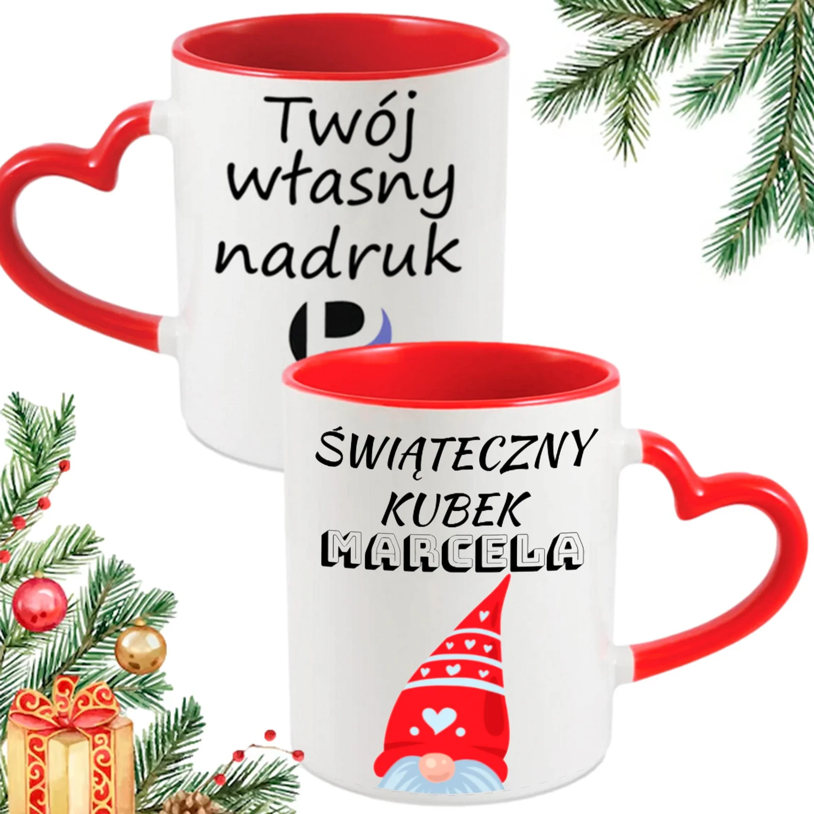 KUBEK DO SUBLIMACJI 330ML CZERWONY UCHWYT SERCE
