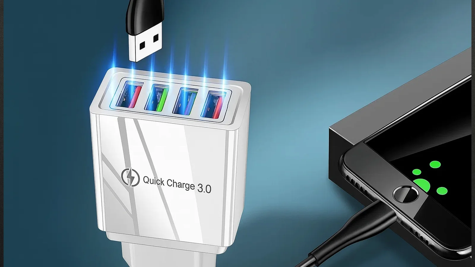 ŁADOWARKA SIECIOWA 4xUSB QUICK CHARGE SZYBKA 3.0 ZASILACZ MOCNY KOSTKA USB