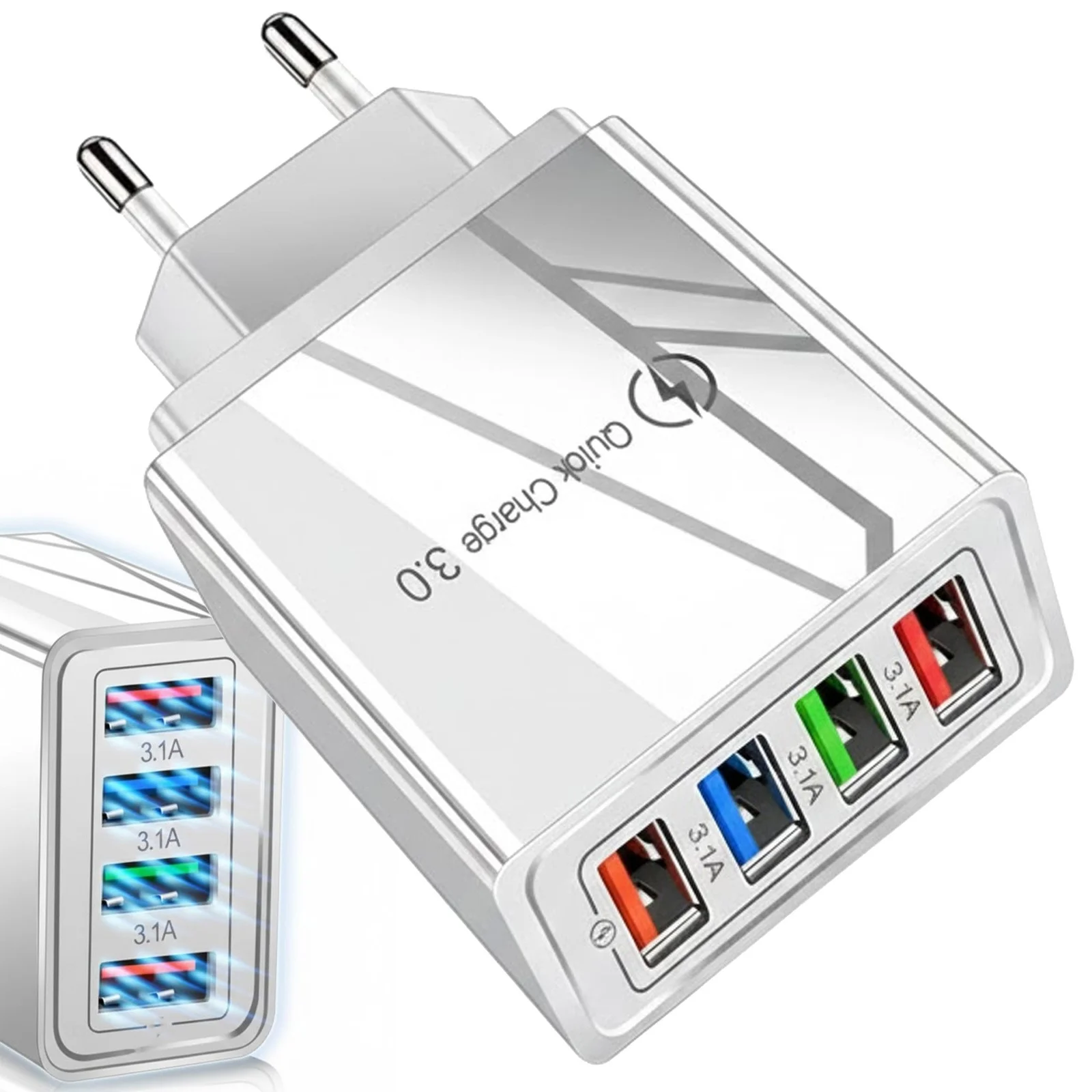 ŁADOWARKA SIECIOWA 4xUSB QUICK CHARGE SZYBKA 3.0 ZASILACZ MOCNY KOSTKA USB
