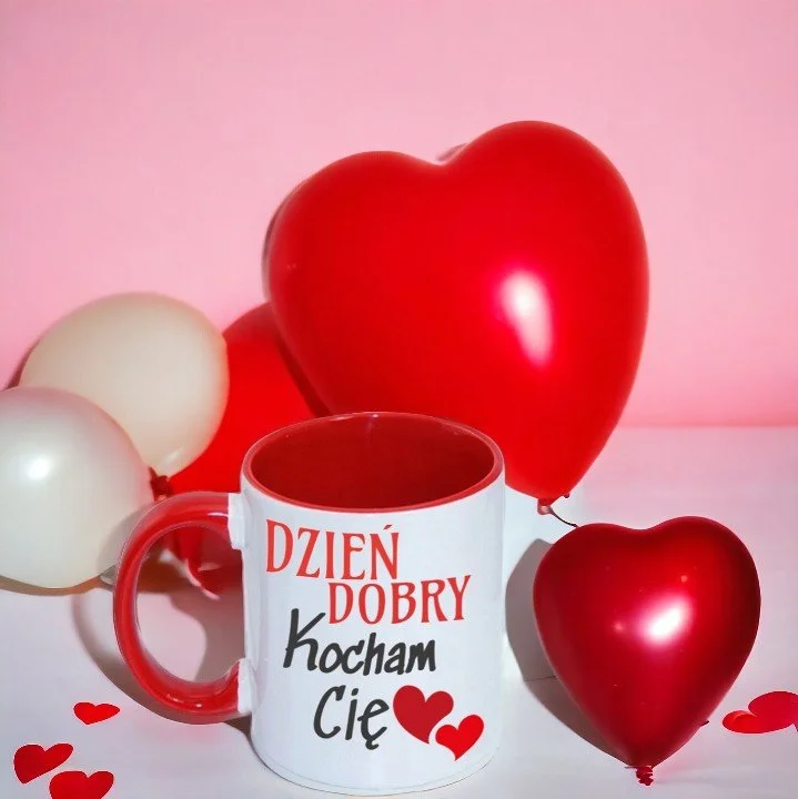 KUBEK DO SUBLIMACJI 330ML CZERWONY UCHWYT