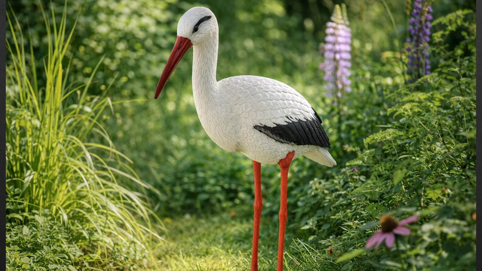 BOCIAN STOJĄCY DUŻY JAK ŻYWY FIGURKA OGRODOWA DEKORACJA DO OGRODU 82CM