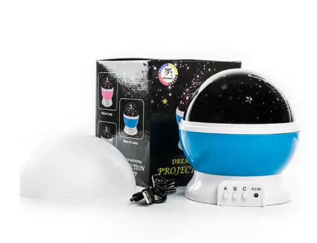 PROJEKTOR DLA DZIECI LAMPKA NOCNA GWIAZDY NIEBA 2W1 KSIĘŻYCA OBROTOWA 360