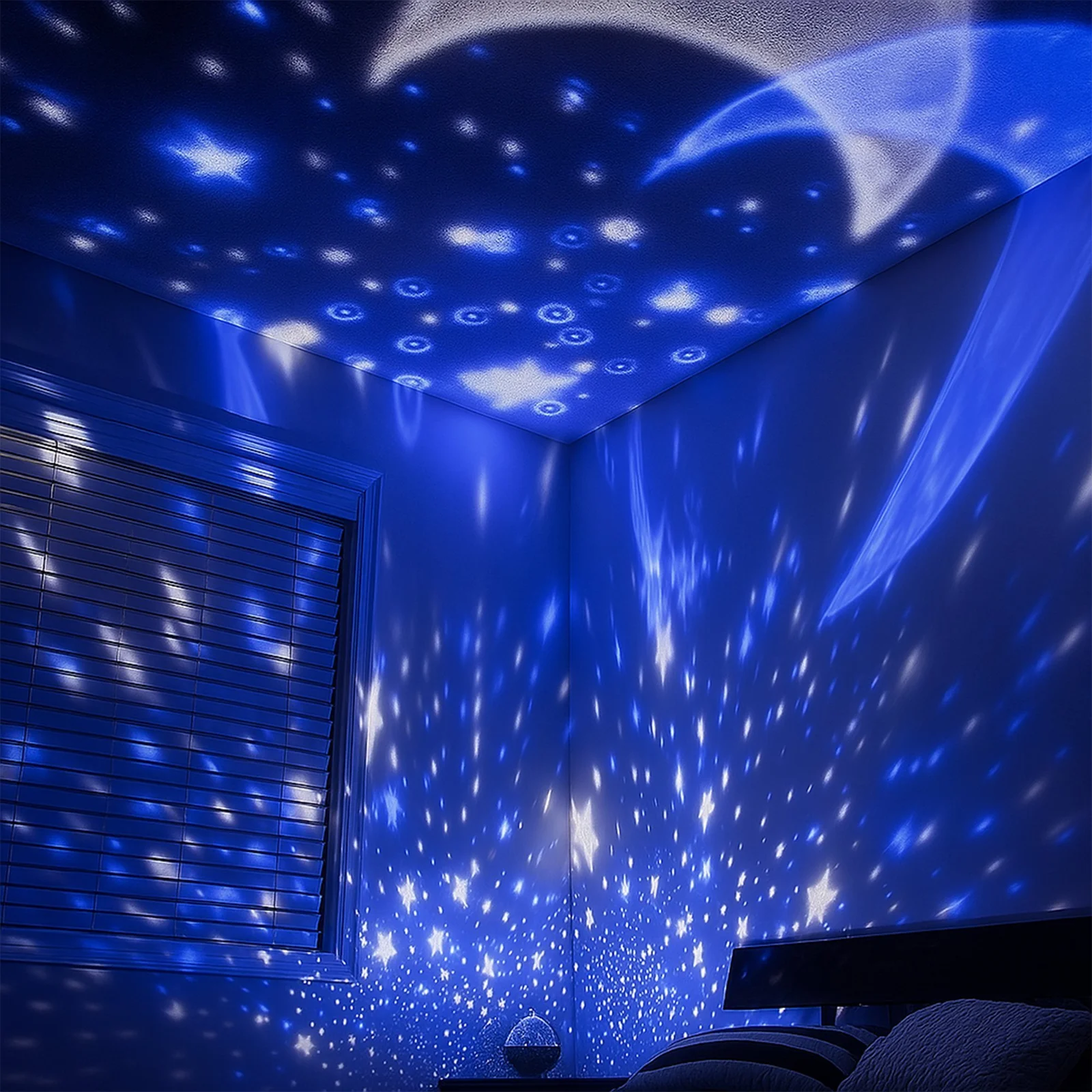 PROJEKTOR DLA DZIECI LAMPKA NOCNA GWIAZDY NIEBA 2W1 KSIĘŻYCA OBROTOWA 360