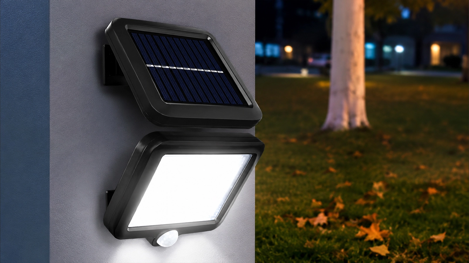 LAMPA SOLARNA LED Z CZUJNIKIEM RUCHU I ZMIERZCHU ZEWNĘTRZNA OGRODOWA MOCNA