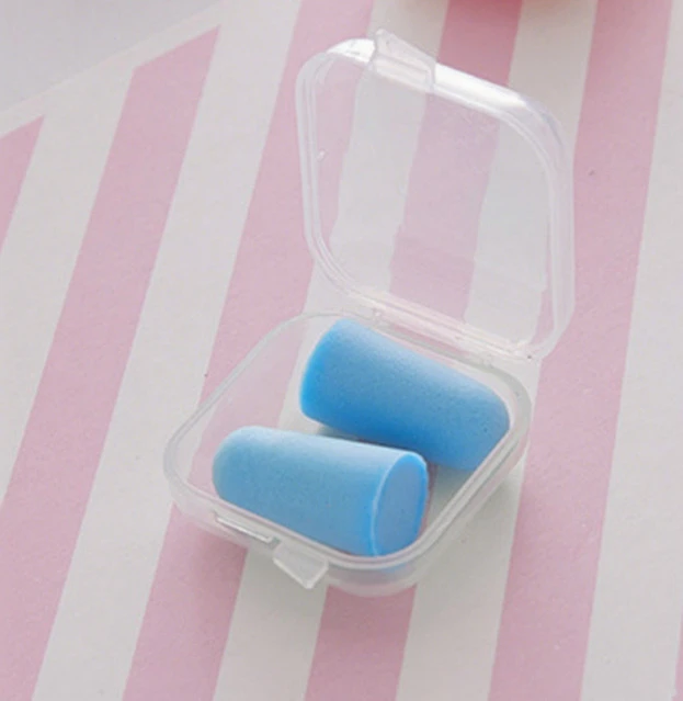 ZATYCZKI DO USZU STOPERY PIANKOWE - niebieski etui