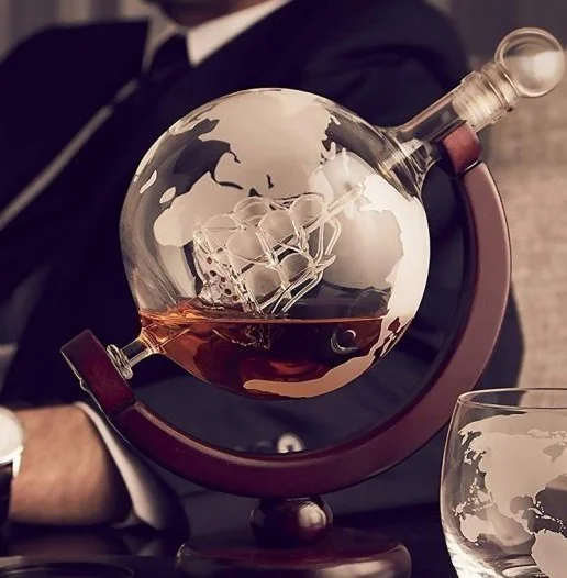 KARAFKA DO WHISKY GLOBUS STATEK STOJAK PREMIUM IDEALNY NA PREZENT UPOMINEK